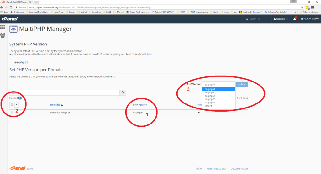 Actualize o seu PHP No Cpanel - Seleccionar versão PHP